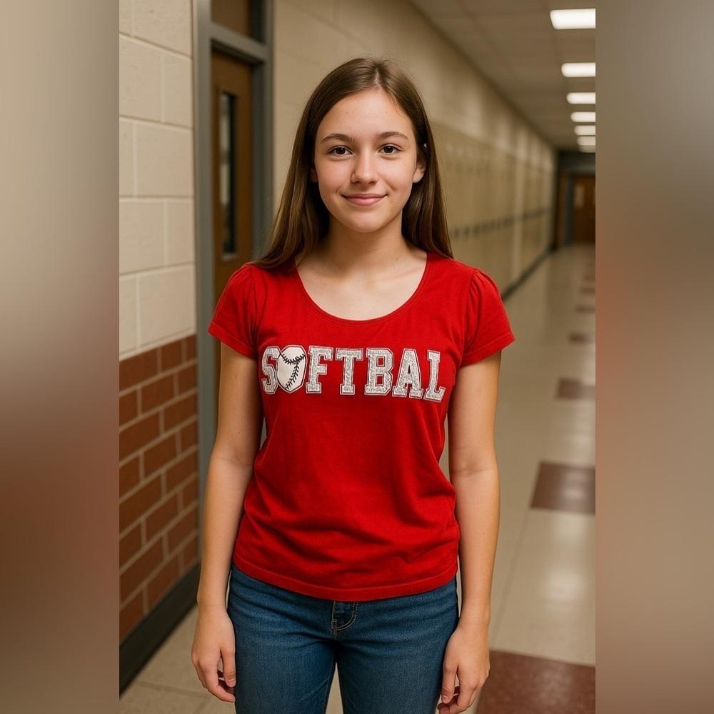 Justice Red Crop Top Softball Size 14